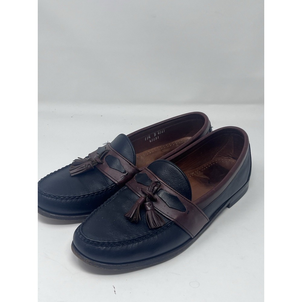 Allen Edmonds Ashford Men's 11.5 Black Brown Leather Slip On Tassel Dress Loafer